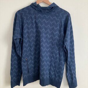 Lululemon Medium Rest Less Relaxed Hoodie Jacquard Knit Blue True Navy W3CCWS